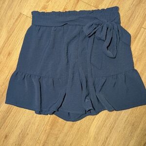 Elegant High Waist Navy Shorts
